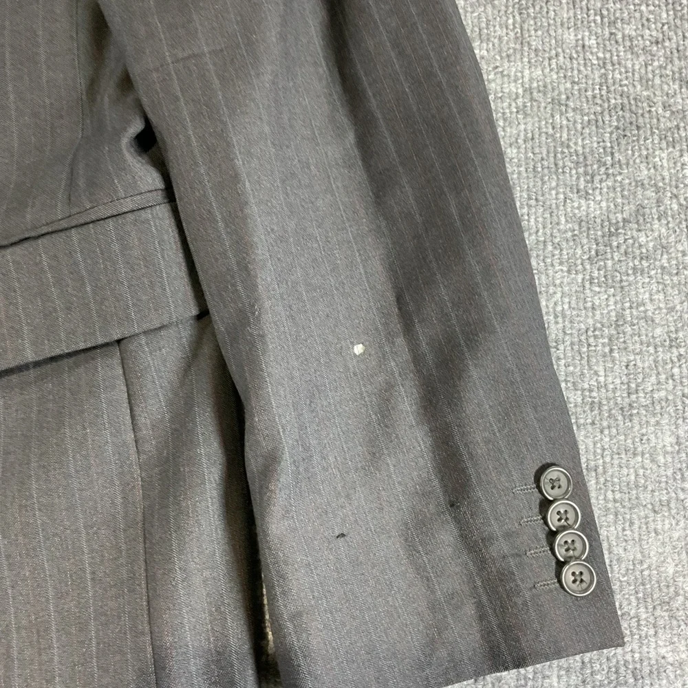 Banana Republic Modern Mens Blazer 42L Wool Charcoal Gray Pinstripe 3 Button Sui